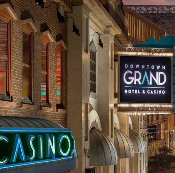 Downtown Grand Hotel and Casino sign and entrance