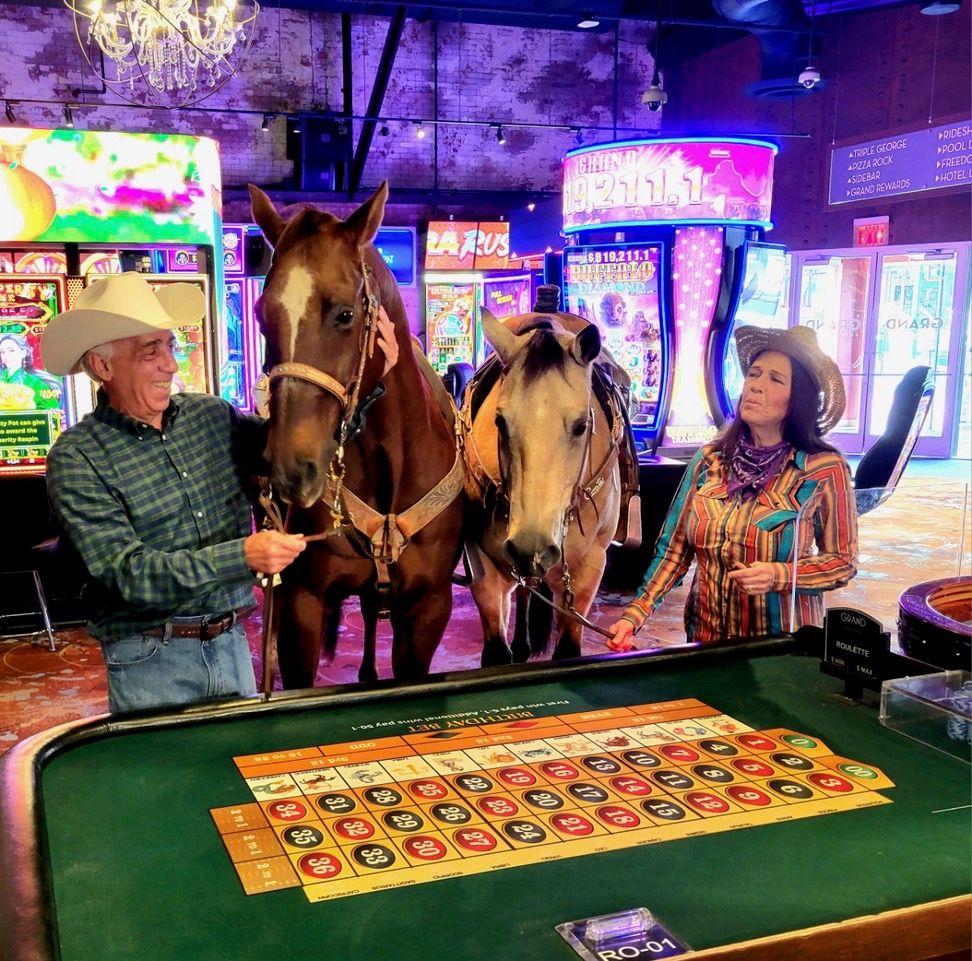 Guests and horses gathered inside a Las Vegas casino